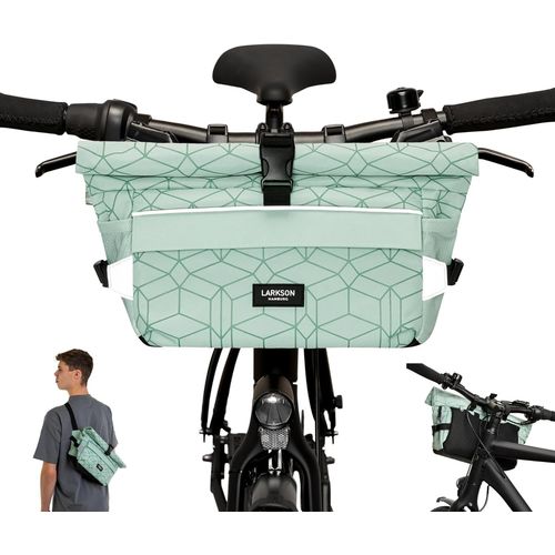 Sacoche De Guidon Vélo Vert - Lasse - 2 En 1 Sacoche De Vélo & Sac À Bandoulière - Sacoche Bikepacking Pour Guidon Avant Avec Réflexion - Hydrofuge