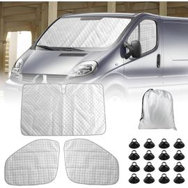 Lot Of 3 Pare Soleil Voiture Interieur Compatible Avec Opel Vivaro Renault Trafic Nissan Nv300 Fiat Talento 2014-2023, Imperméable Uv-Proof Pare Soleil Voiture Aluminium Isolant