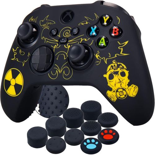 Shiba-Sculpture Au Laser Silicone Housse Silicone Couverture Skin Peau Coques Cas Pour Xbox Series X/S Manette X 1 (Radiation Jaun[299]