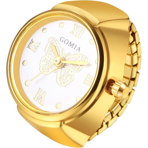 Shiba-Bague Montre Femme Extensible Acier Inoxydable Fantaisie,Montre Bague Doigt Homme Femme Analogique Quartz Elastique- Etanche[6