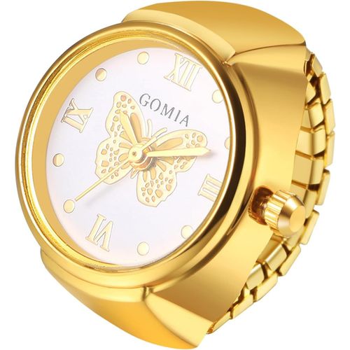 Shiba-Bague Montre Femme Extensible Acier Inoxydable Fantaisie,Montre Bague Doigt Homme Femme Analogique Quartz Elastique- Etanche[6
