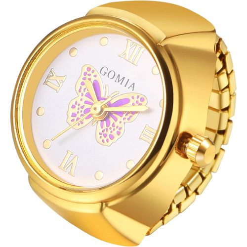 Shiba-Bague Montre Femme Extensible Acier Inoxydable Fantaisie,Montre Bague Doigt Homme Femme Analogique Quartz Elastique- Etanche[6
