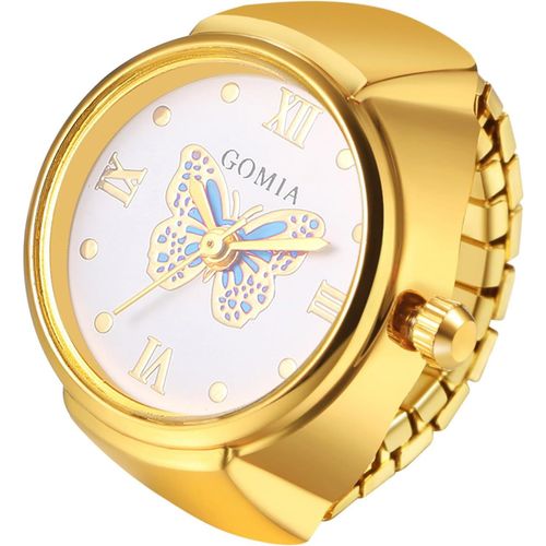 Shiba-Bague Montre Femme Extensible Acier Inoxydable Fantaisie,Montre Bague Doigt Homme Femme Analogique Quartz Elastique- Etanche[6