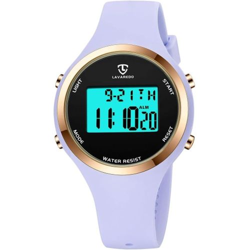 Shiba-Aswan Watch Montre Digitale Femme Avec Chronomètre, Eclairage, Alarme, Calendrier-Montres Sport Avec Bracelet En Silicone[361]