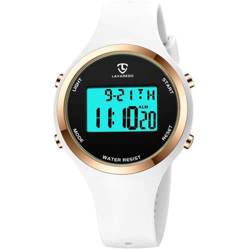 Shiba-Aswan Watch Montre Digitale Femme Avec Chronomètre, Eclairage, Alarme, Calendrier-Montres Sport Avec Bracelet En Silicone[362]