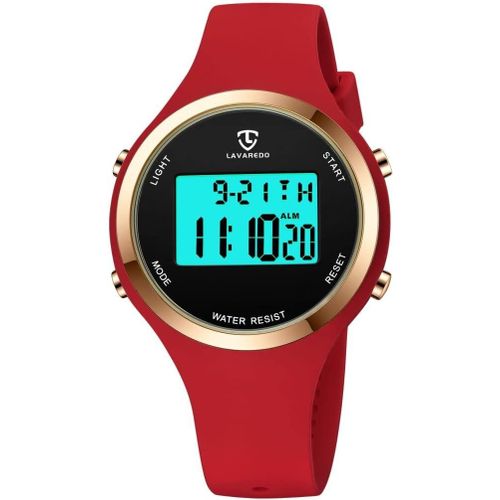 Shiba-Aswan Watch Montre Digitale Femme Avec Chronomètre, Eclairage, Alarme, Calendrier-Montres Sport Avec Bracelet En Silicone[366]