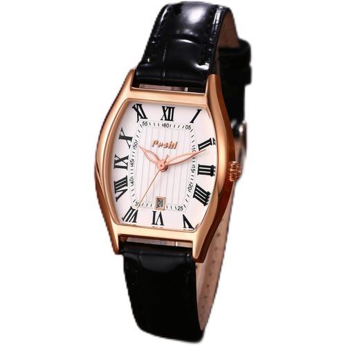Shiba-Montres Pour Femmes Rectangulaires Montres Femmes : Date Calendrier Petit Tonneau Mouvement À Quartz Analogique Montres Brac[5