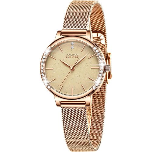Shiba-Montre Femme Analogique Quartz Acier Inoxydable Étanche Ciel Étoilé Montre-Bracelet Maille Robe Élégant Montres Pour Femme F[5