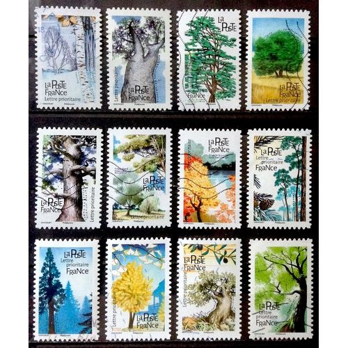Série Flore 2018 - Arbres - N° 1605 1606 1607 1608 1609 1610 1611 1612 1613 1614 1615 1616 Obl - Cote 8,40€ - France Année 2018 - Brn83 - N32109