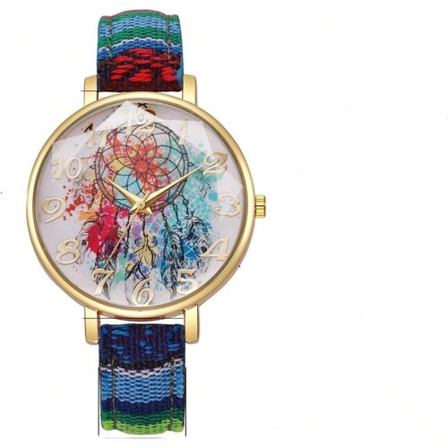 Shiba-Nouveauté Montre Femme Multicolore, Cadran Multicolore Gros Chiffres, Style Bohème Vintage, Bracelet En Cuir Coloré[86]