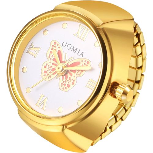 Shiba-Bague Montre Femme Extensible Acier Inoxydable Fantaisie,Montre Bague Doigt Homme Femme Analogique Quartz Elastique- Etanche[6