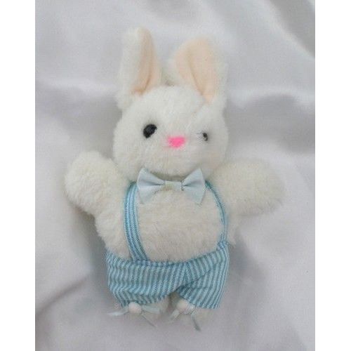 Doudou Peluche Lapin Blanc Pantalon Rayures Bleu Gipsy Gros Calin