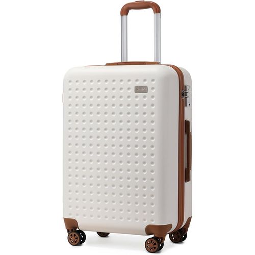 GOUTS ET COULEURSValise Cabine 57Cm, Bagage Cabine En Abs Valise Rigide 4 Roulettes Valise De Voyage Avec Serrure Tsa (Crème)