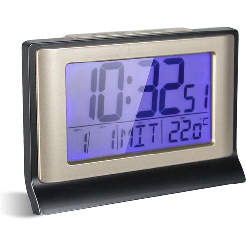 SHIBA-FISHTEC - Réveil Numérique Réveil Digital 13CM Radio Piloté ¿ Ecran LCD avec Rétroéclairage Bleu - Grands Chiffres - Alarme [3
