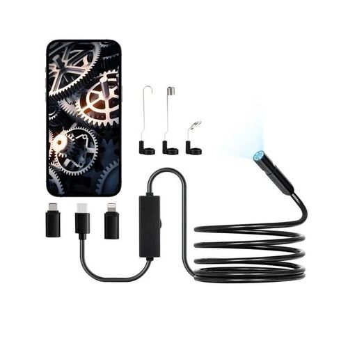 Caméra Endoscopique-VEVOR-avec Câble Semi-rigide 3 m-Endoscope HD 1920p pour Android et iOS-avec 8 Lumières LED Réglables