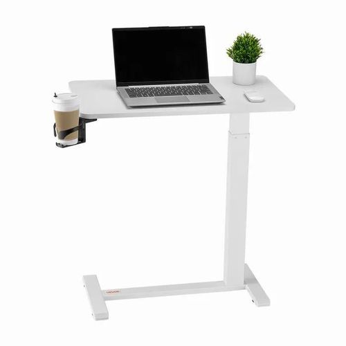 Table De Lit Mobile-Vevor-Table D'appoint Avec 4 Roulettes Dissimulées-Bureau D'ordinateur Portable Réglable En Hauteur-Blanc