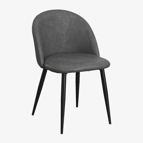 Lot De 4 Chaises De Salle À Manger Rembourrées En Similicuir Kana Noir Gris Anthracite