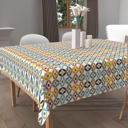 Nappe Imprimée Anti-Tâches Carrée 180x180 Cm Ouranos, Par Soleil D'ocre