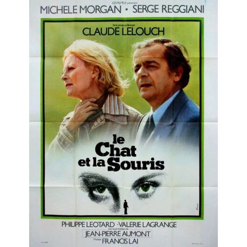 Le Chat Et La Souris - Affiche Originale De Cinéma - Format 120x160 Cm -Un Film De Claude Lelouch Avec Michèle Morgan, Serge Reggiani, Philippe Léotard, Jean-Pierre Aumont, Valérie Lagrange - 1975