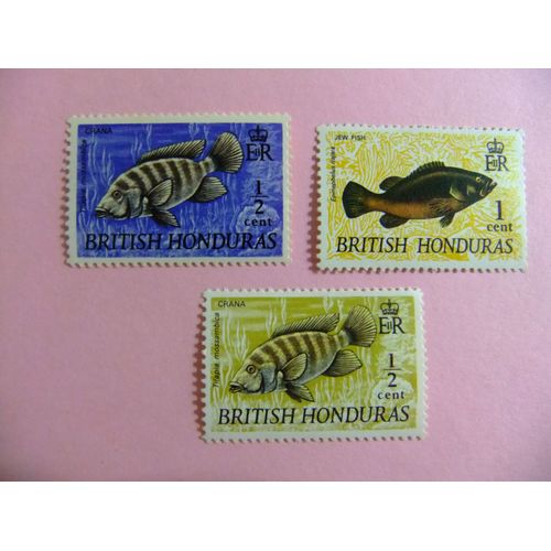 42 Honduras Britannique 1971 / Faune Marine Poissons / Yvert 216 A +217 + 265 Mnh