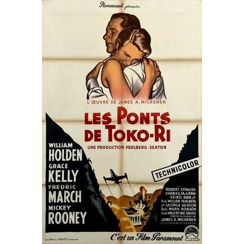 Les Ponts De Toko-Ri - Affiche Originale De Cinéma - Format 80x120 Cm - Mark Robson, William Holden, Grace Kelly, Fredric March, Mickey Rooney, Robert Strauss / The Bridges At Toko-Ri - Année 1954