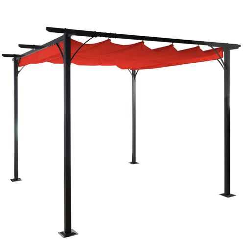 Pergola De Jardin Avec Toit Coulissant Pavillon 3,5x3,5m Couleur Terracotta Protection Uv 50+ 04_0008114