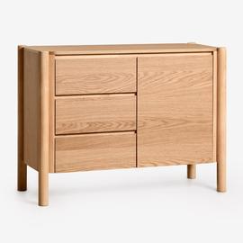 Buffet Rectangulaire 110x45 Cm En Mdf Plaqué Chêne Munden Marron Chêne