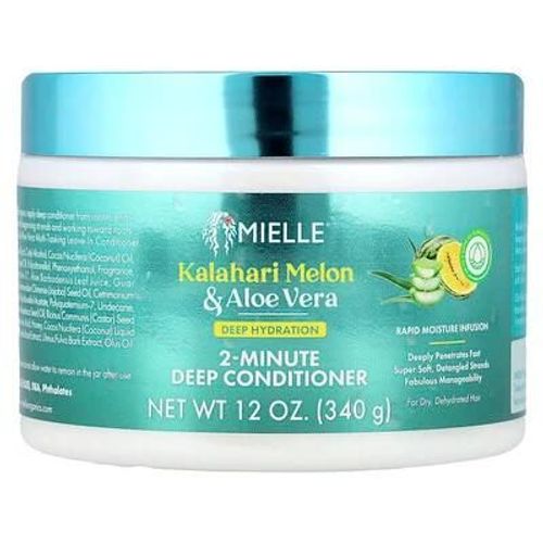 Mielle, Après-Shampooing Hydratant En Profondeur 2 Minutes, Pour Cheveux Secs Et Déshydratés, Melon Du Kalahari Et Aloe Vera, 340 G 