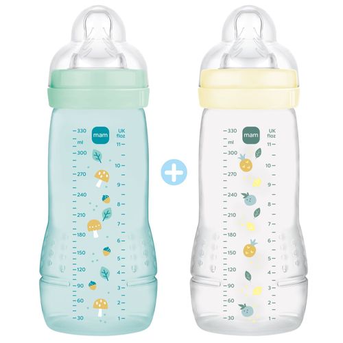 Lot De 2 Biberons 330ml Easy Active Coloré Ice Et Pearl - Mam