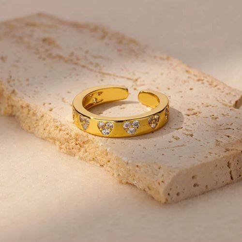 Bagues Géométriques En Forme De C?ur En Zircon Pour Femmes, En Acier Inoxydable, Couleur Or, Bijoux De Luxe Esthétiques, Cadeau De Couple