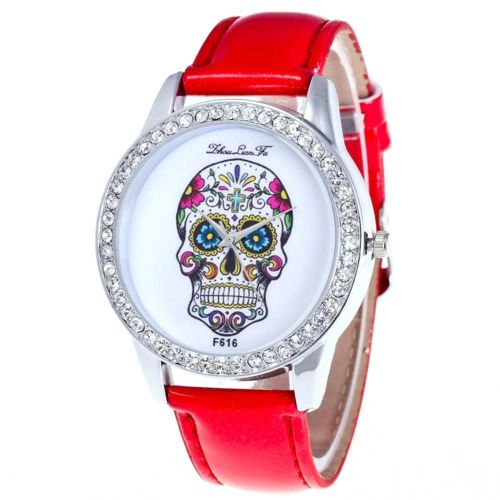 Zhoulianfa Montre En Alliage À La Mode Bracelet En Polyuréthane Cadran Rond Montre-Bracelet À Quartz À Affichage Analogique (Rouge)