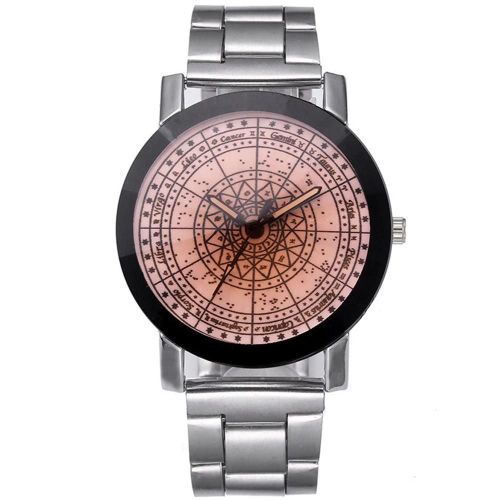 Personnalité Simple Design Cadran Rond Bracelet En Acier Inoxydable Montre De Style Décontracté (Globe)