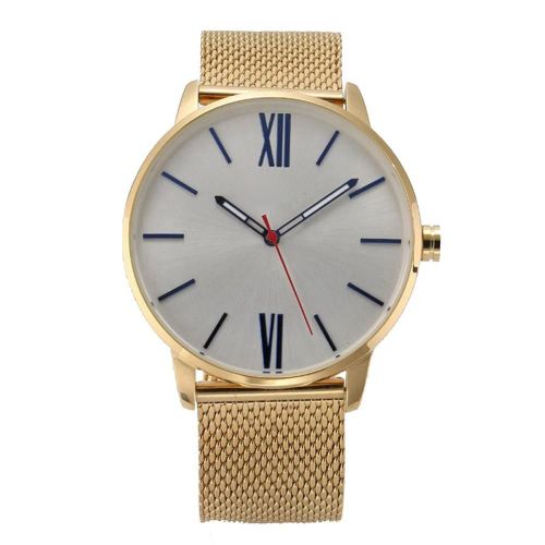 Mode Hommes Bracelet En Acier Étanche Quartz Montre Cadran Rond Affichage Analogique Montre-Bracelet (#2)