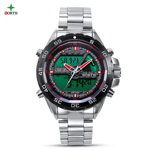 Sport Led Montre Analogique Numérique Hommes Homme 30m Étanche Electronique Quartz Montre-Bracelet Rouge