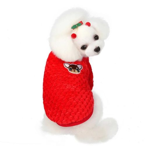 Vêtements Pour Animaux De Compagnie Vêtements Pour Chiens Respirants Durable Doux Chien Mignon Imprimé Chiot Pull Pour Animal Écarlate,L