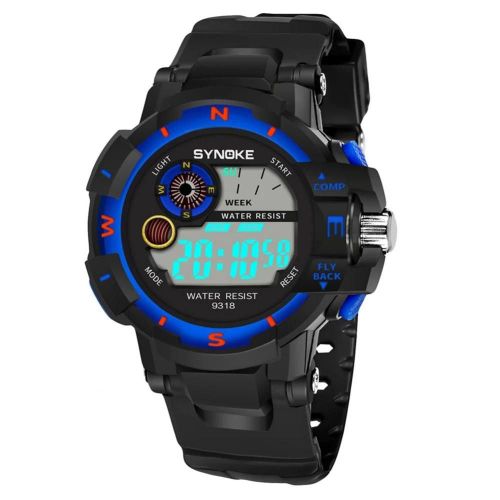Synoke Montre Électronique Multifonctionnelle Montre-Bracelet À Affichage Numérique Étanche (Noir + Bleu)