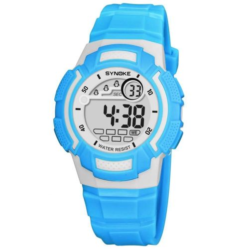 Synoke Montre Électronique Multifonctionnelle Montre-Bracelet À Affichage Numérique Étanche (Bleu)
