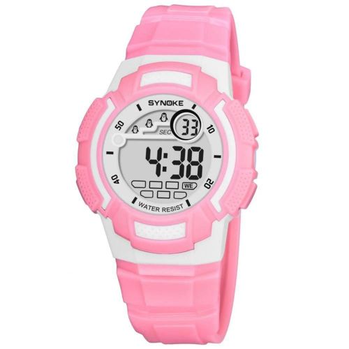 Synoke Montre Électronique Multifonctionnelle Montre-Bracelet À Affichage Numérique Étanche (Rose)