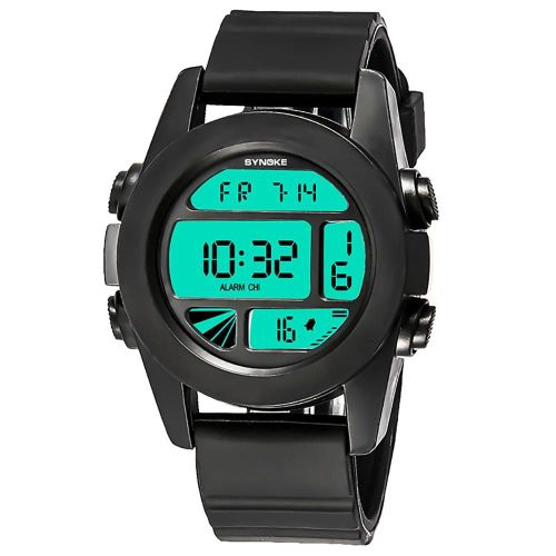 Synoke Montre Électronique Multifonctionnelle Montre-Bracelet Sport À Affichage Numérique Étanche (Noir S)