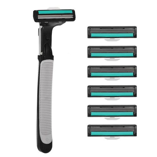 Poignée de rasoir turbo + 6pcs Lame double couche Tête de rasoir Homme Nettoyant Visage Outil de Soins