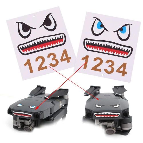 2pcs / Set Drone Fpv Shark Autocollant Étanche Skin Wrap Sticker Pour Dji Mavic Pro Quadcopter-Générique