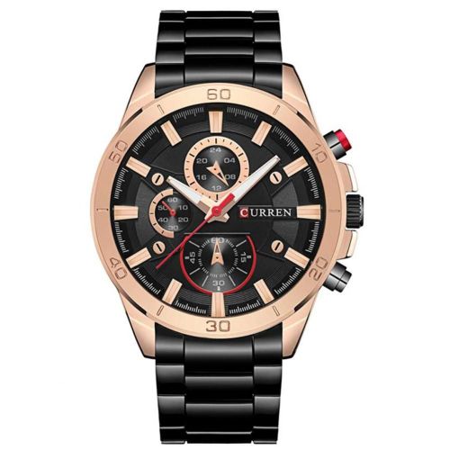 Curren Nouvelle Mode Hommes Mouvement Quartz Alliage Bande Montre-Bracelet Analogique (Boîtier Noir + Cercle De Café)