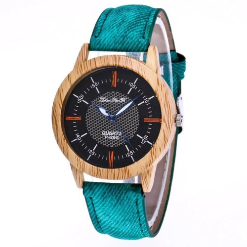 Zhoulianfa Chronographe Quartz Denim Bracelet En Cuir Montre Design Simple Et Décontracté (Vert)