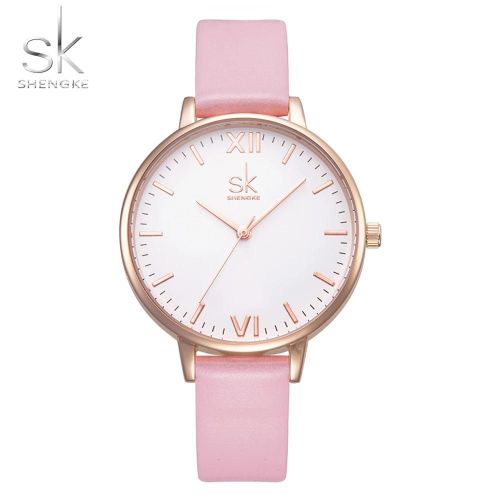 À La Mode 30m Étanche Femmes Femme Quartz Analogique Montre Pu Bracelet Rond Montre-Bracelet Rose