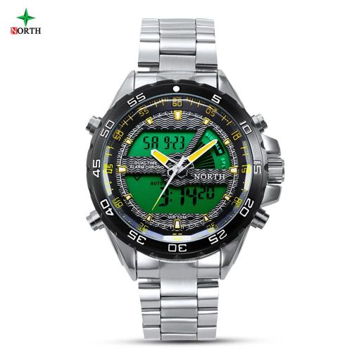 Sport Led Montre Analogique Numérique Hommes Homme 30m Étanche Electronique Quartz Montre-Bracelet Jaune