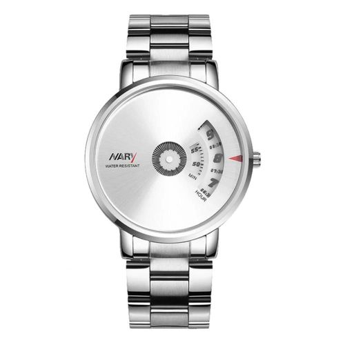 Nary À La Mode Hommes Fortune Boussole Sports Étanche Montre À Quartz (Cadran Blanc Bande D'acier)