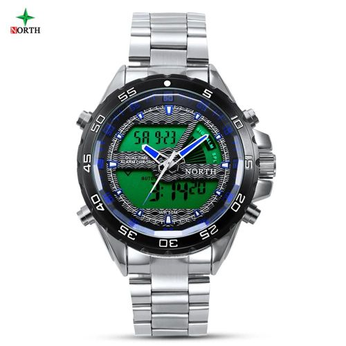 Sport Led Montre Analogique Numérique Hommes Homme 30m Étanche Electronique Quartz Montre-Bracelet Bleu