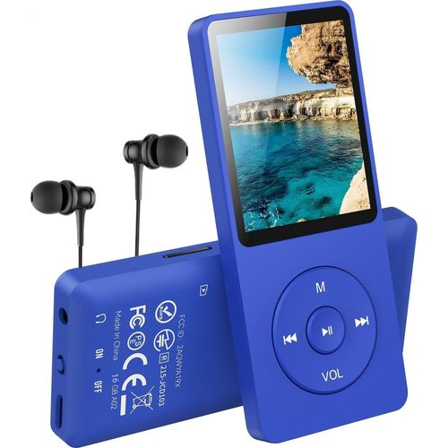 Mp3 Classique 16Go Ultra-Longue Autonomie Jusqu'À 70 Heures De Lecture Musique Avec Ecran De 1.8 Pouces, Petit Lecteur Mp3 Sport Pour Enfant/Adulte(Slot Carte Mémoire Jusqu'À 128Go)-Bleu Foncé