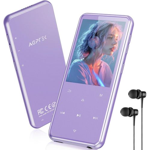 64Go Mp3 Bluetooth Avec Haut-Parleur, 2.4"" Grand Écran Lecteur Mp3 En Métal Qualité Sonore Hifi Audio Mp4 Baladeur Sport De Bouton Tactile Radio Fm Podomètre Enregistreur 60H De Musique-Violet