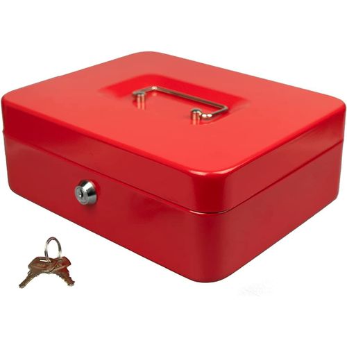 Hyfive 10`` acier Rouge Petite caisse argent Coffre fort porte-clés avec bac &